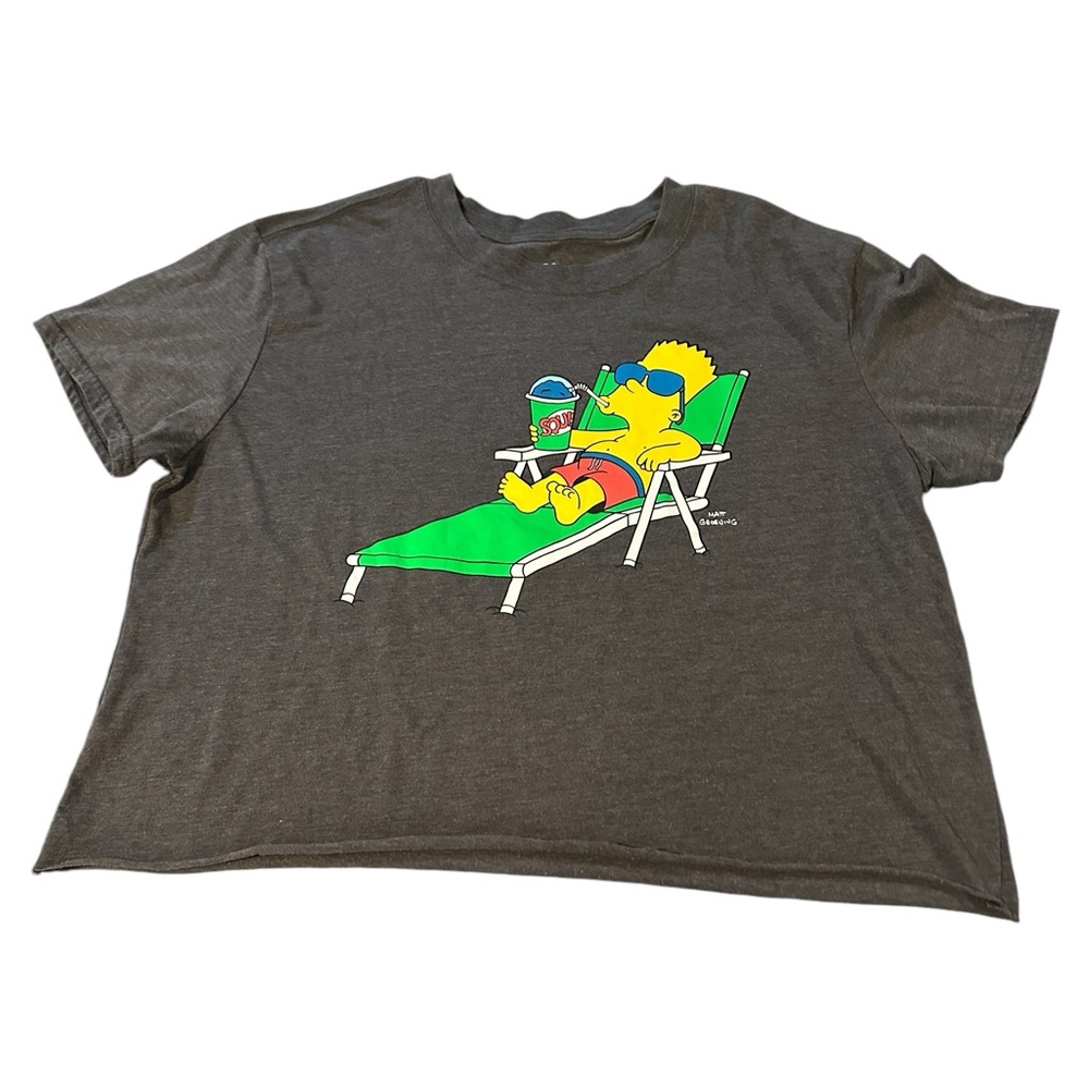 THE SIMPSONS Beach Bart Summer freeze drink‎  Crop T-shirt Sz 2x